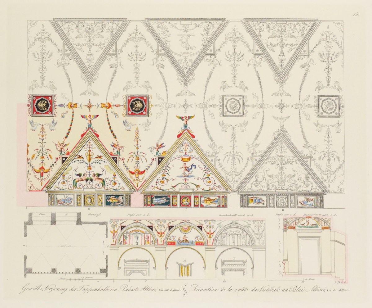Unknown artist, 'Ceilings and Details in the Vestibule of the Palazzo Altieri.'