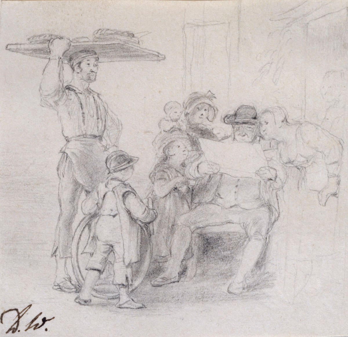 Sir David Wilkie RA, Study for 'Reading the News'