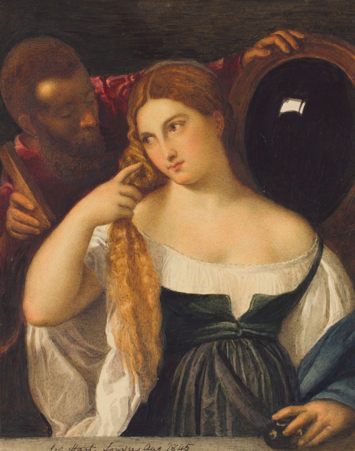 Solomon Alexander Hart RA and Titian, Watercolour study after Titian's 'Woman with a Mirror'