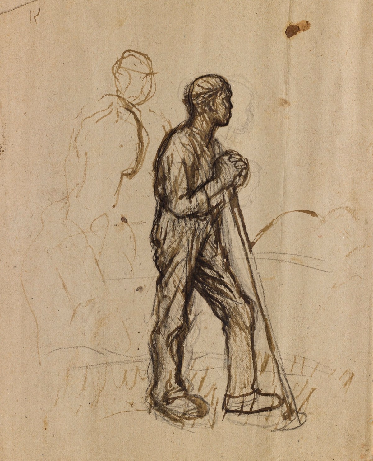 Sir George Clausen RA, Figure study for 'The Boy and the Man'