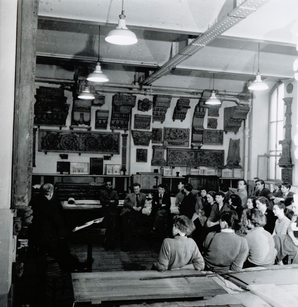 Russell Westwood, Sir Albert Richardson P.R.A. lecturing to art and architecture students, 1953.