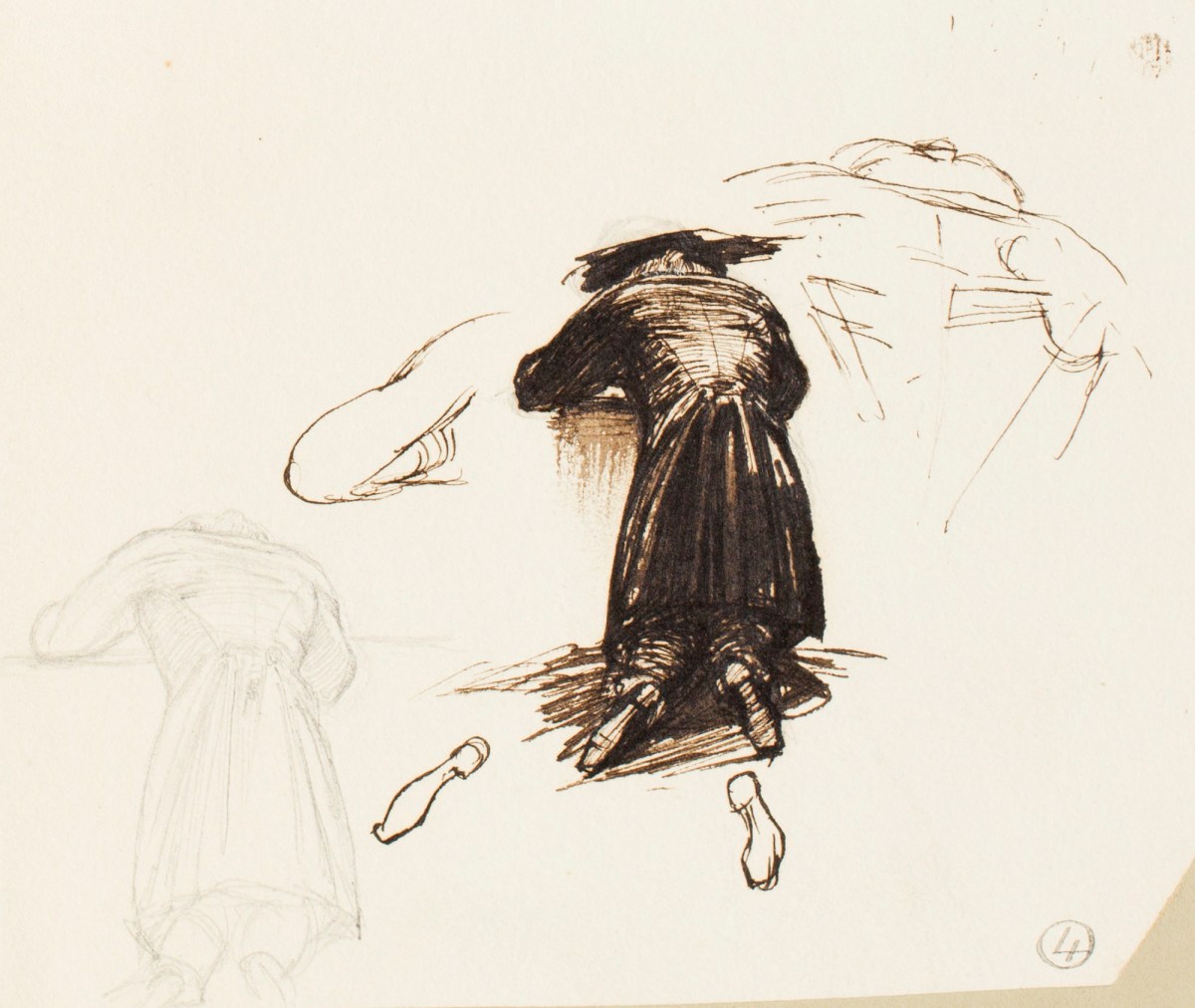 Henry Hugh Armstead RA, Studies of a kneeling figure seen from the back