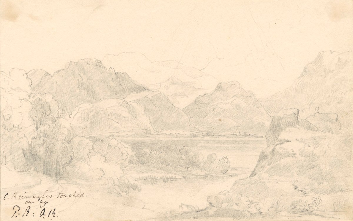 Caroline Reinagle and R.R. Reinagle RA, Landscape with a lake and mountains