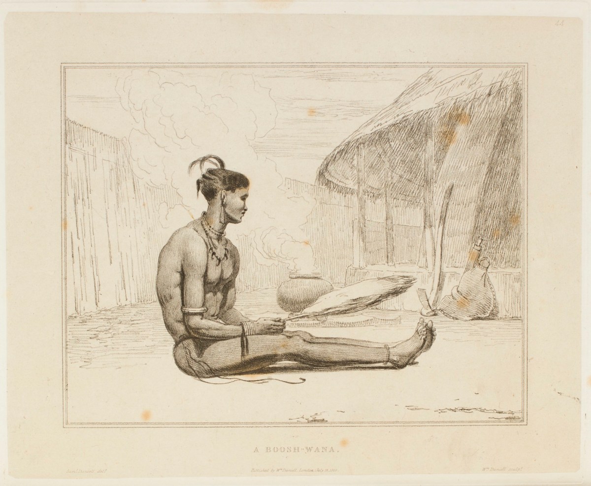 Samuel Daniell, A Tswana man holding an ostrich feather fan ('Boosh-wana')