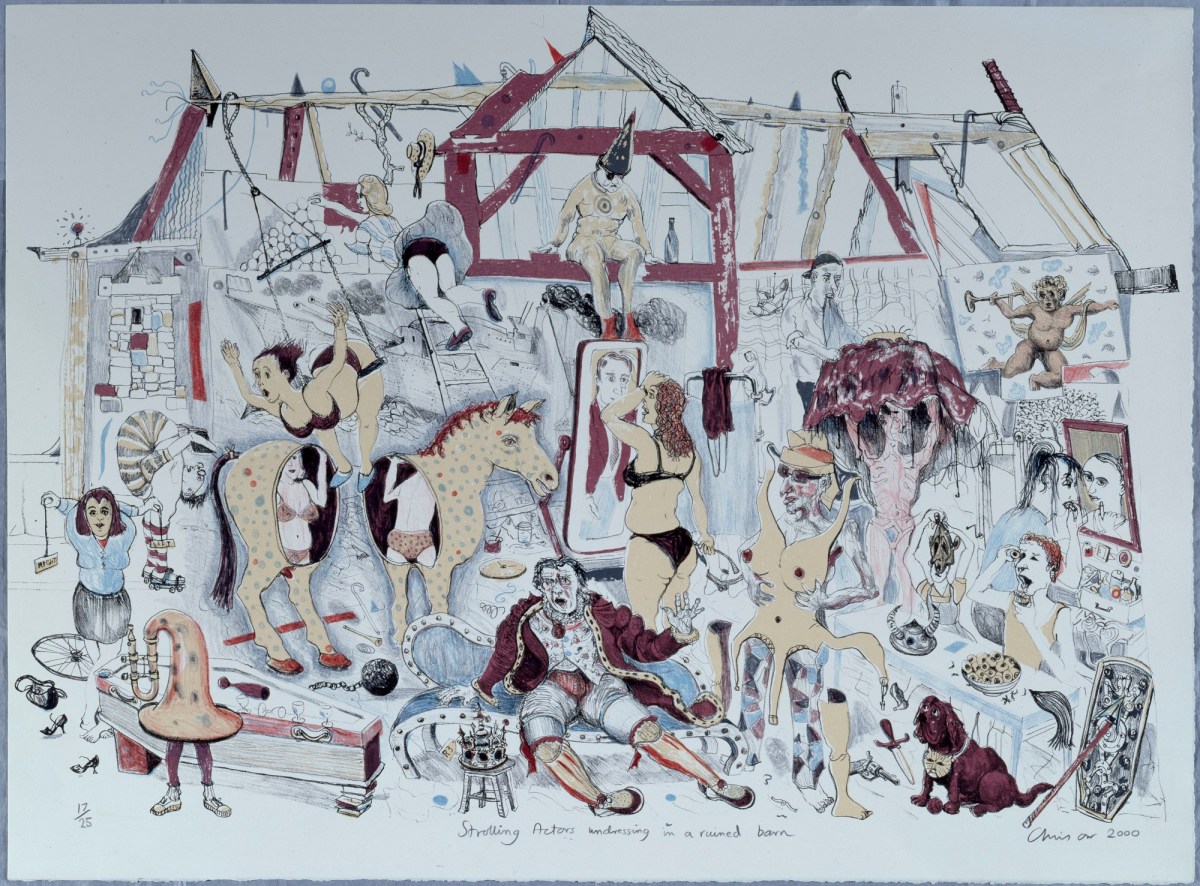Chris Orr RA, Strolling Actors Undressing in a Ruined Barn