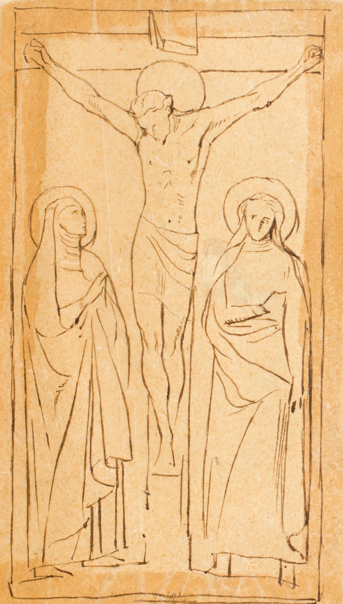 Henry Hugh Armstead RA, Crucifixion scene flanked by two saints