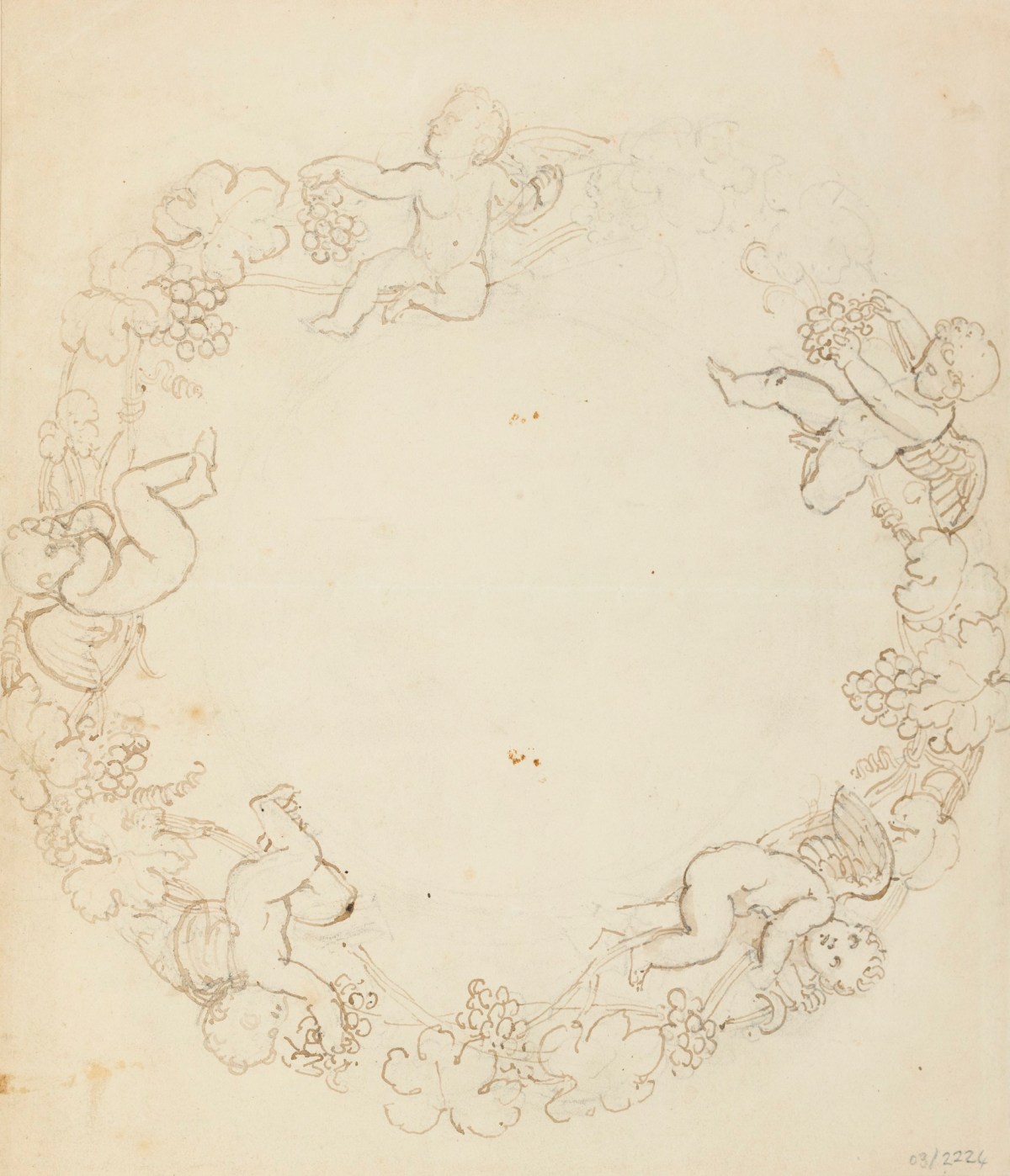 Thomas Stothard RA, A circular design with cherubs and vines