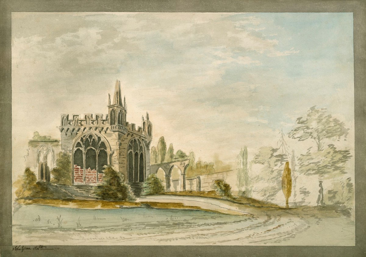 John Yenn RA, Topographical or design drawing for a gothic ruin: perspective