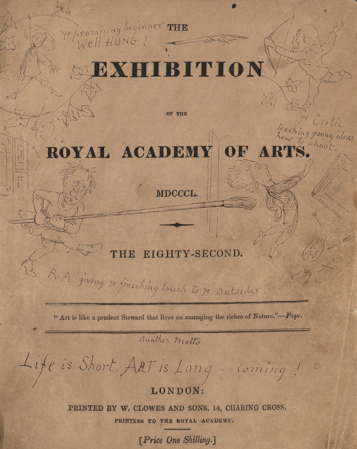 Richard Doyle, Front page of 1850 Royal Academy exhibition catalogue with drawings