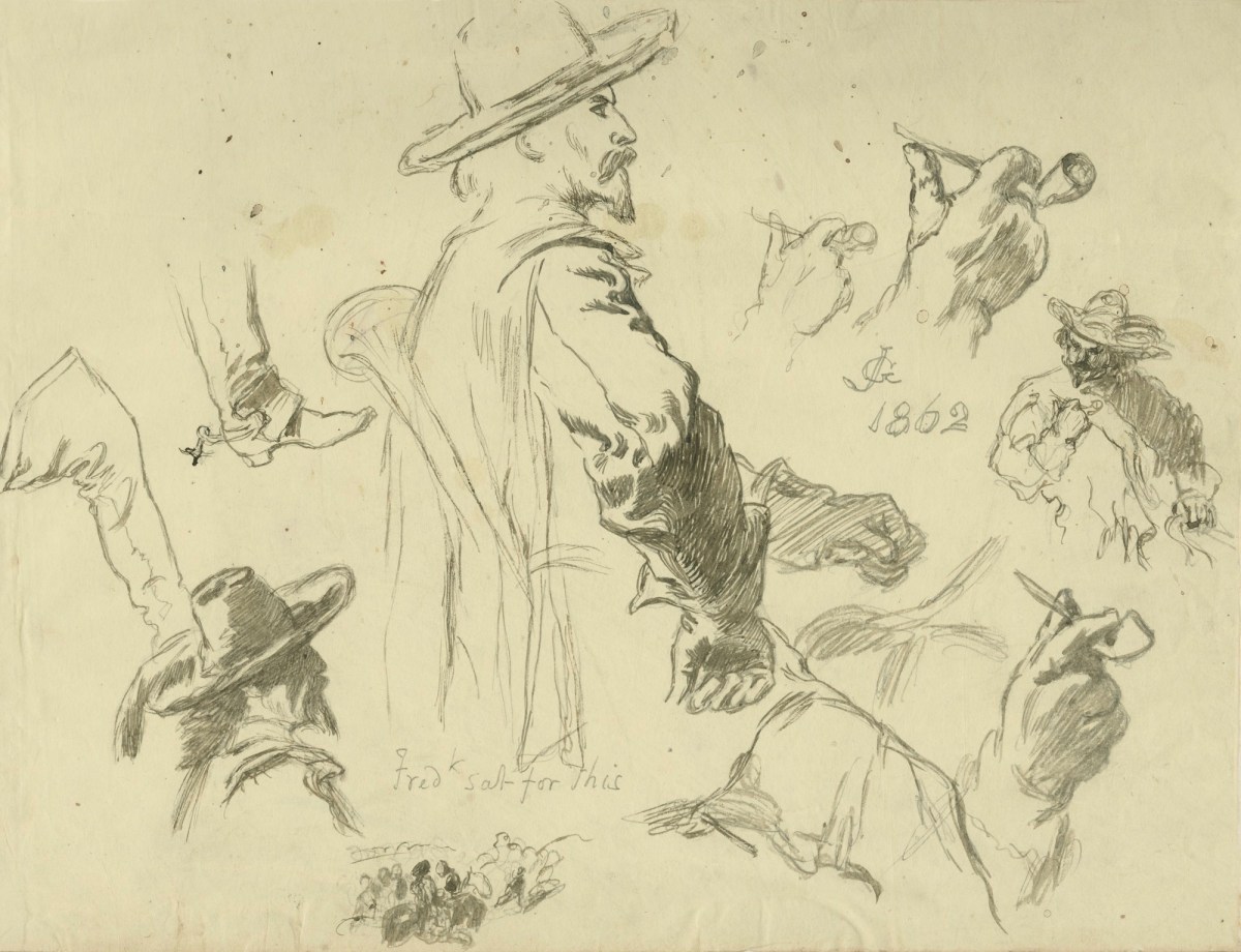 Sir John Gilbert RA, Figure sketches for a Civil War subject, possibly 'Army on the March'