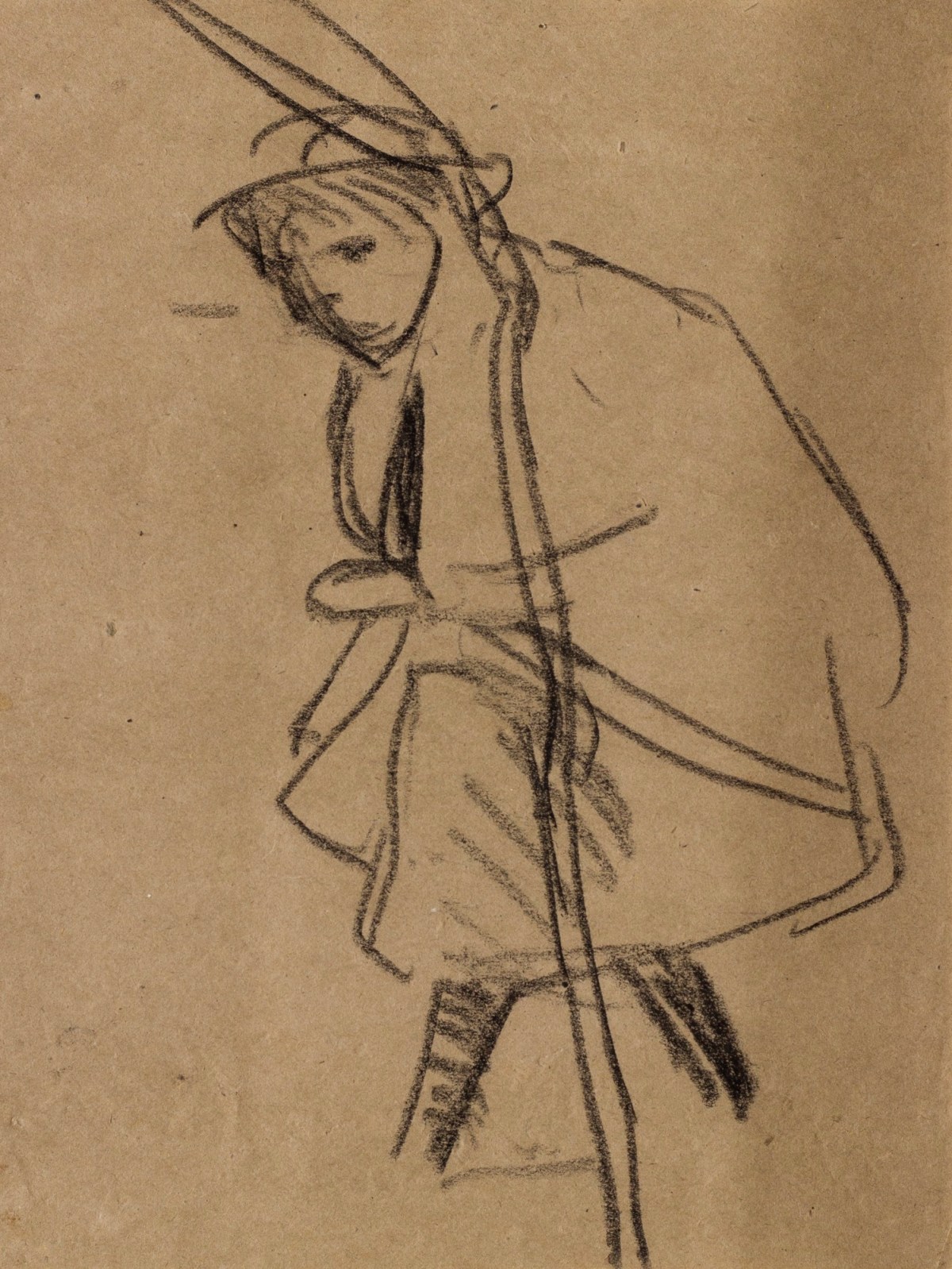 Sir George Clausen RA, Study for the female figure in 'The Gap in the Hedge'