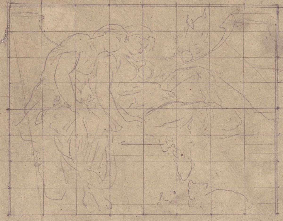 Lord Leighton PRA, Squared up tracing for 'Summer Moon'