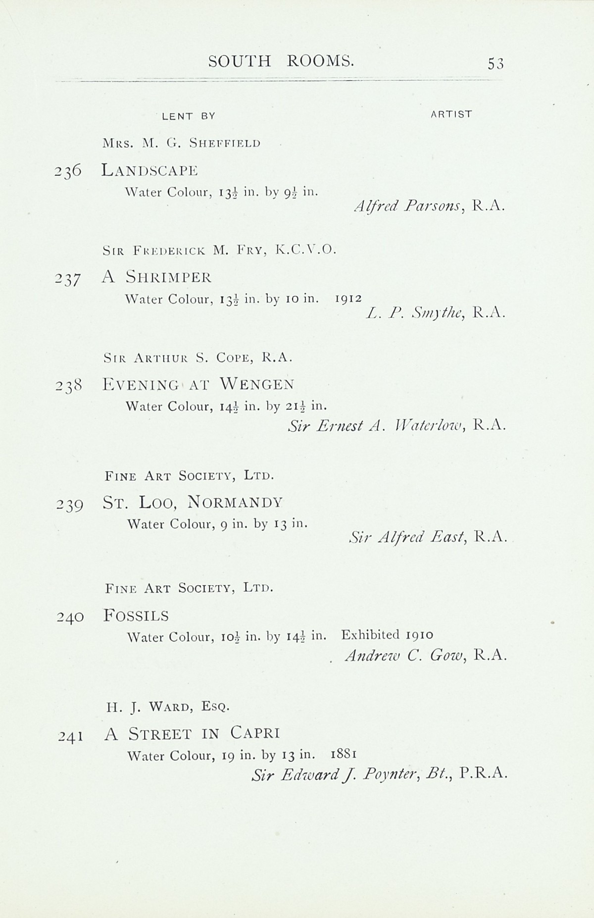 Page 55 of 1922 - Exhibition of Works by recently deceased Members of the Royal Academy