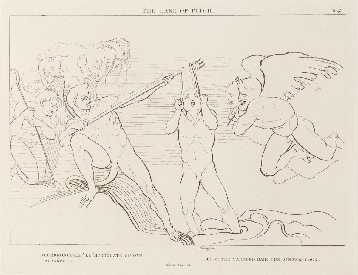 John Flaxman RA, 'The Lake of Pitch' (from The Divine Comedy)