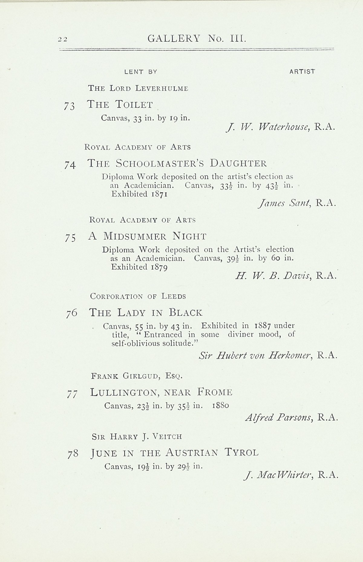 Page 24 of 1922 - Exhibition of Works by recently deceased Members of the Royal Academy