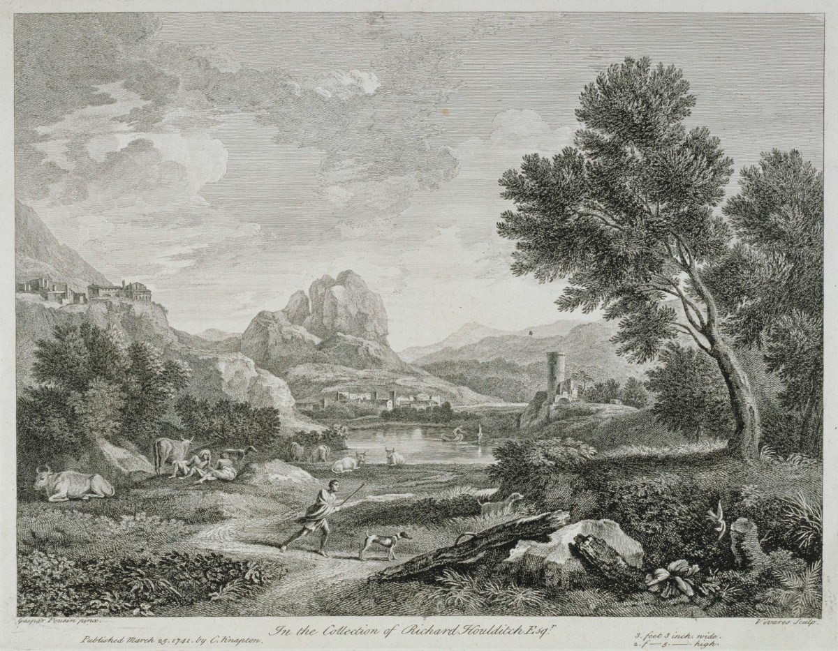 François Vivares, Landscape with hunter and cowherds