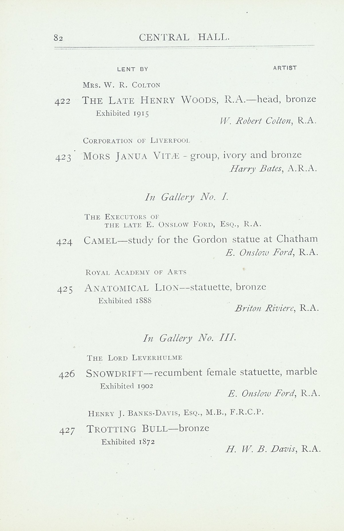 Page 84 of 1922 - Exhibition of Works by recently deceased Members of the Royal Academy