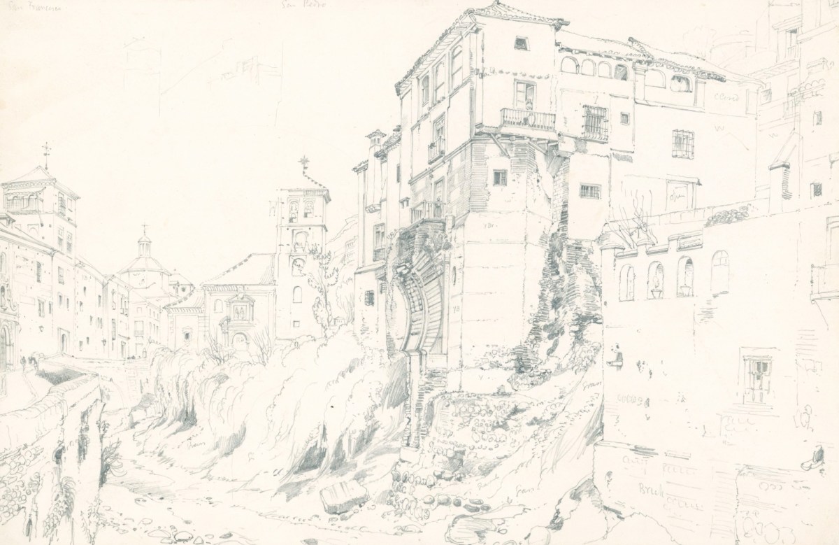 Edward William Cooke RA, View of the ruined Moorish bridge, Granada