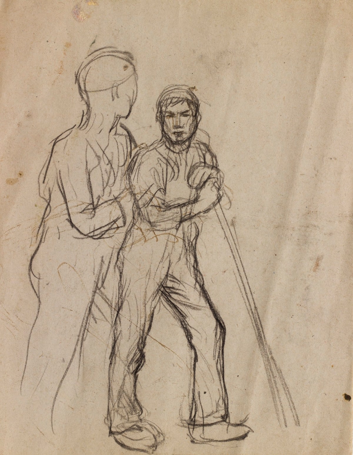 Sir George Clausen RA, Figure studies for 'The Boy and the Man'