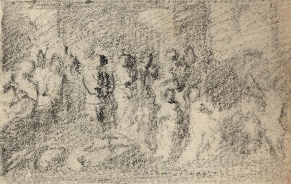 Benjamin West PRA, Leaf from a sketchbook with a drawing for 'Phyrrus when a child brought before Glaucias'