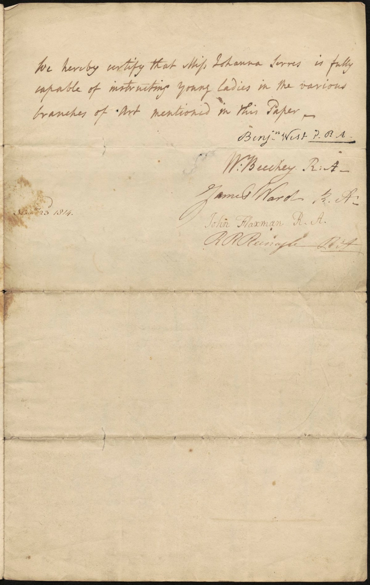 , Plan for forming an institution for the instruction of females in the Fine Arts