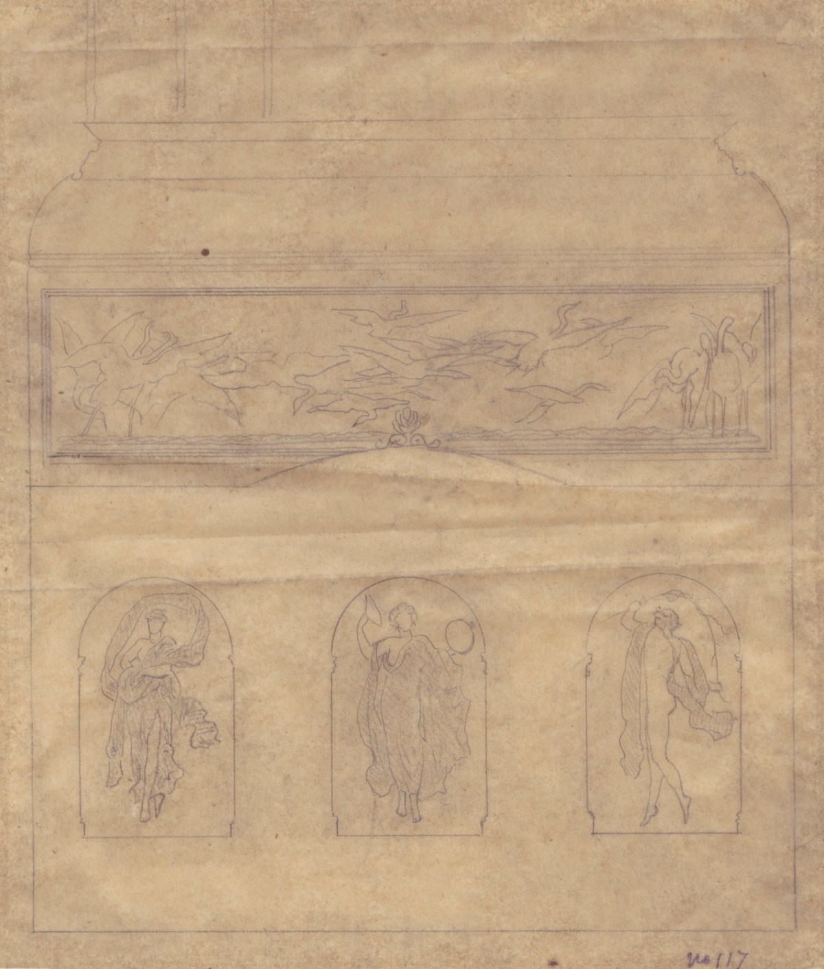 Lord Leighton PRA, Tracing for the decoration of the staircase at 44 Belgrave Square