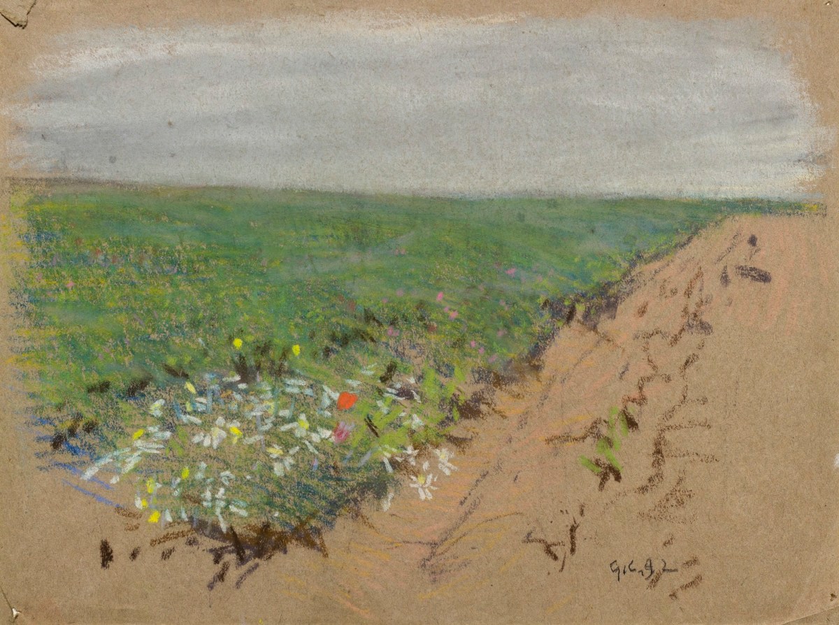 Sir George Clausen RA, Study of farmland with wildflowers