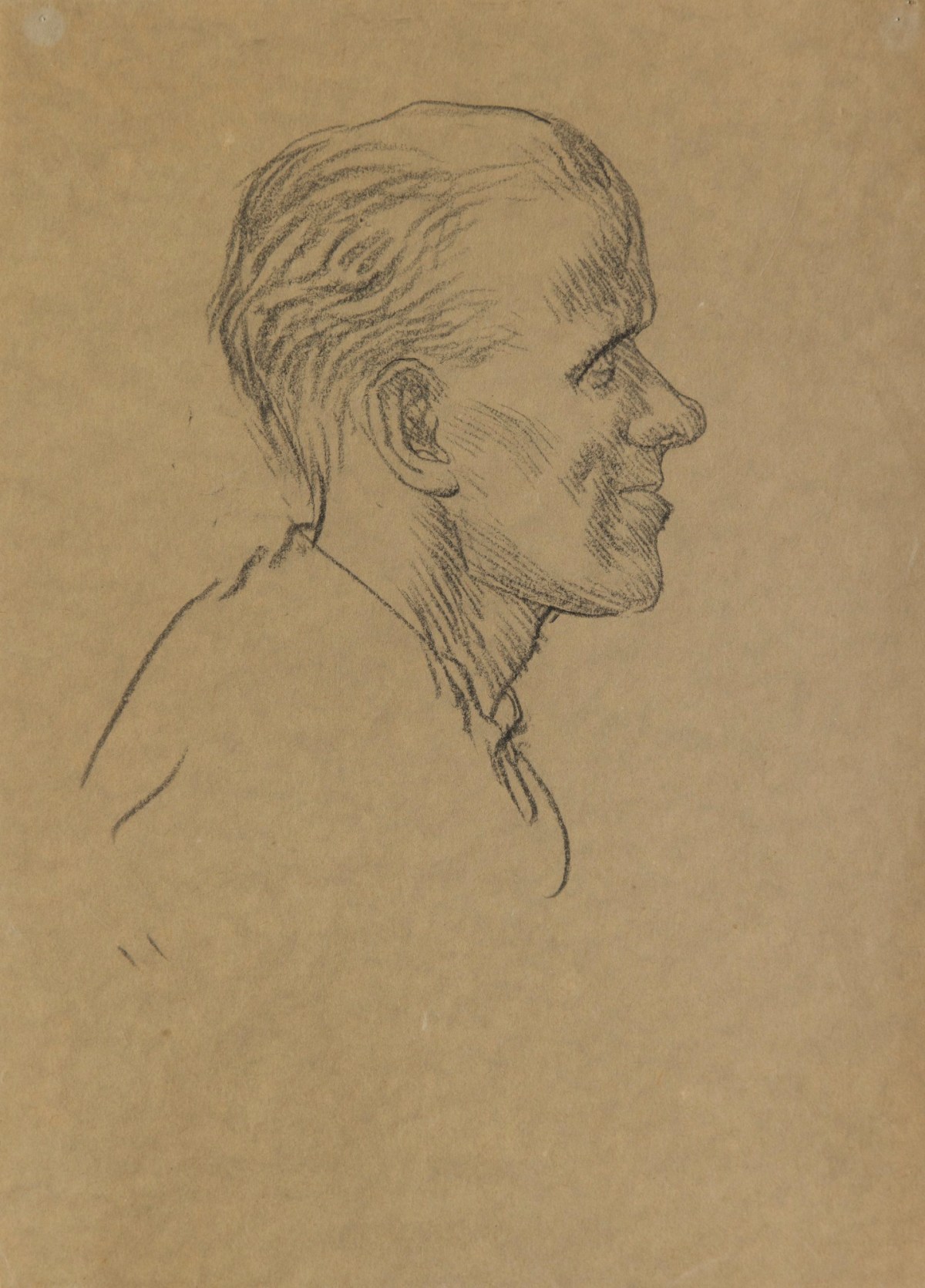 Sir George Clausen RA, Study of the head of a man in profile