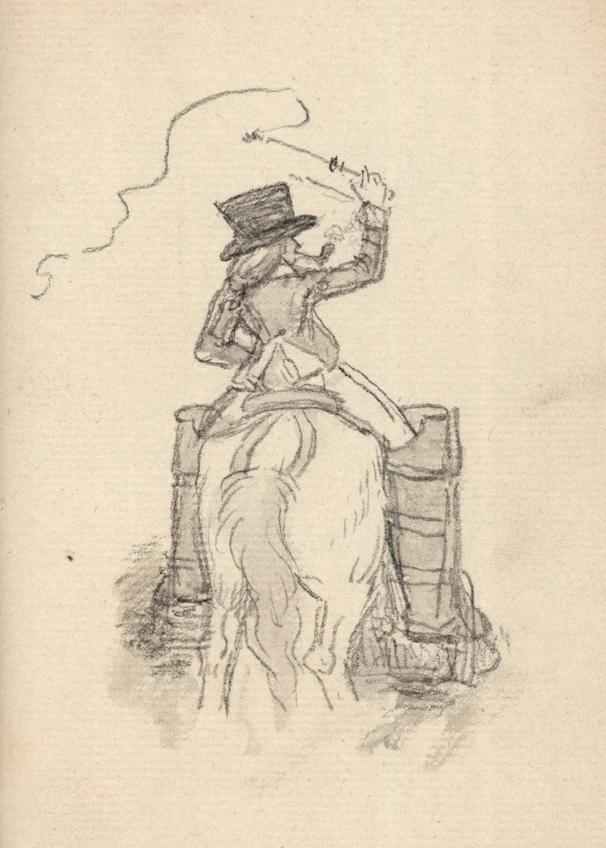 Benjamin West PRA, Leaf from a sketchbook with a drawing of a man on horseback