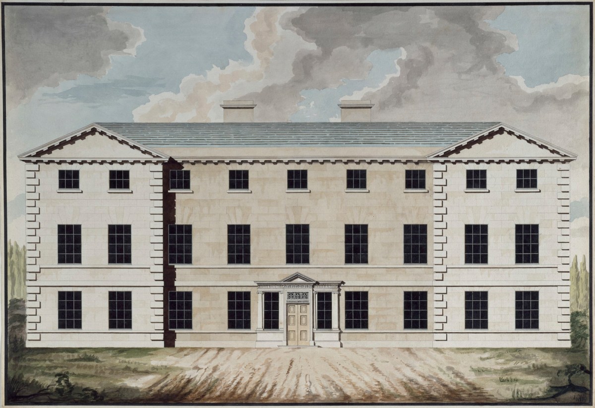 John Yenn RA, Design for a country house with five central bays: elevation