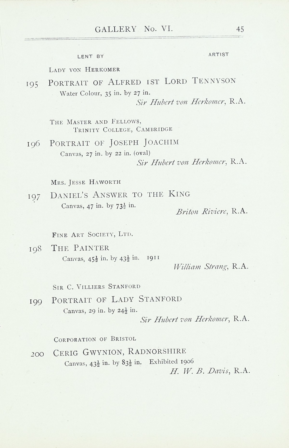 Page 47 of 1922 - Exhibition of Works by recently deceased Members of the Royal Academy