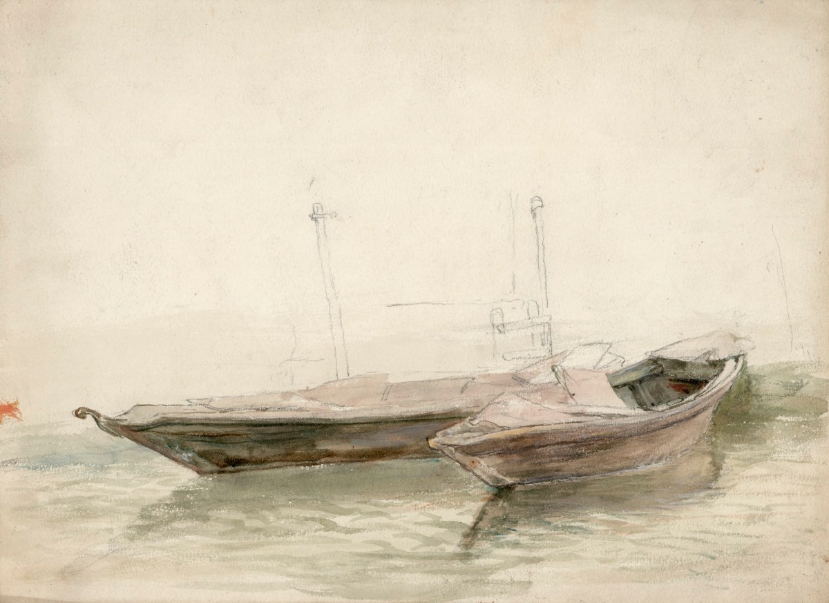 Sir William Quiller Orchardson RA, Sketch of two boats, probably in Venice