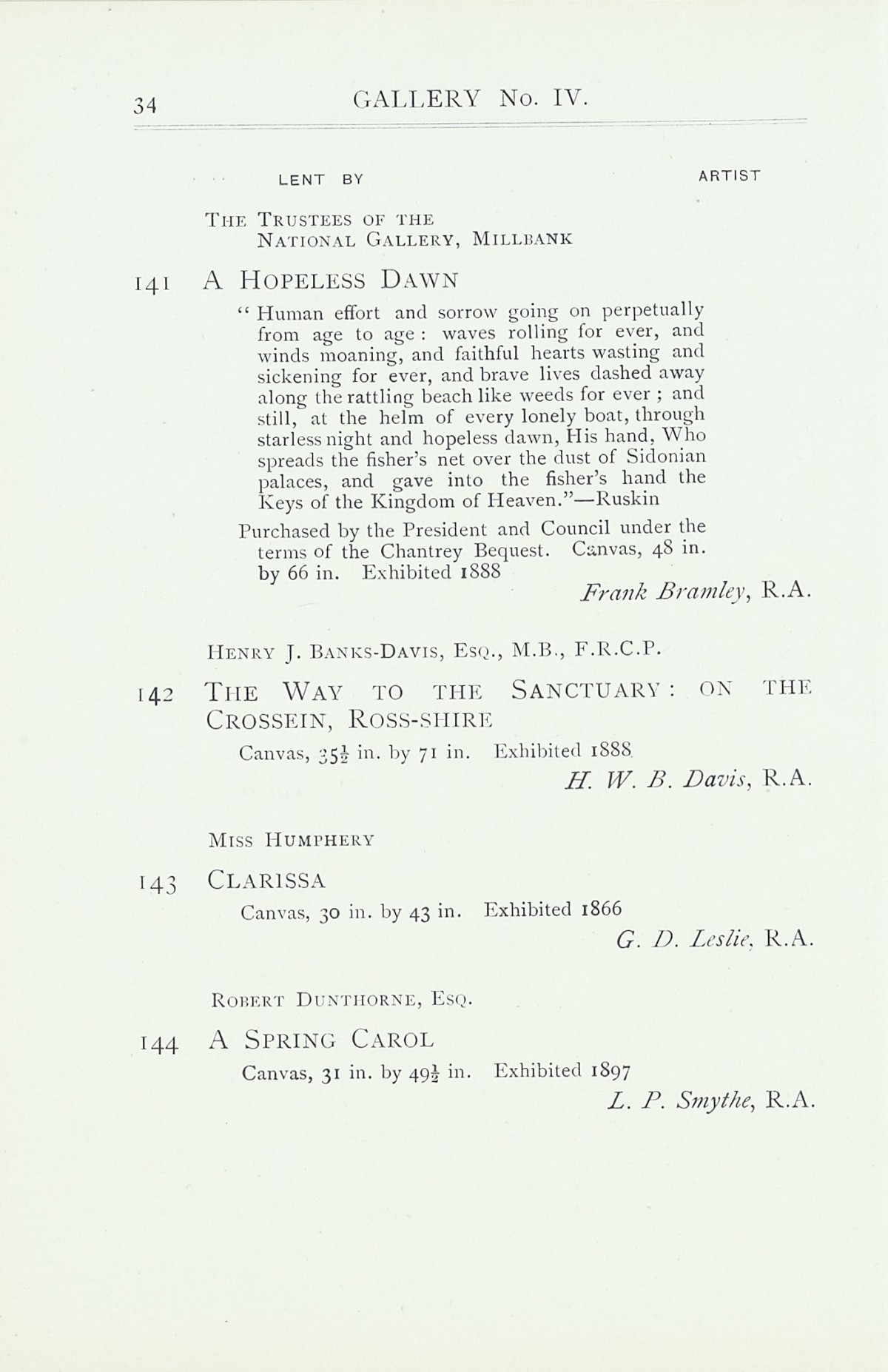 Page 36 of 1922 - Exhibition of Works by recently deceased Members of the Royal Academy