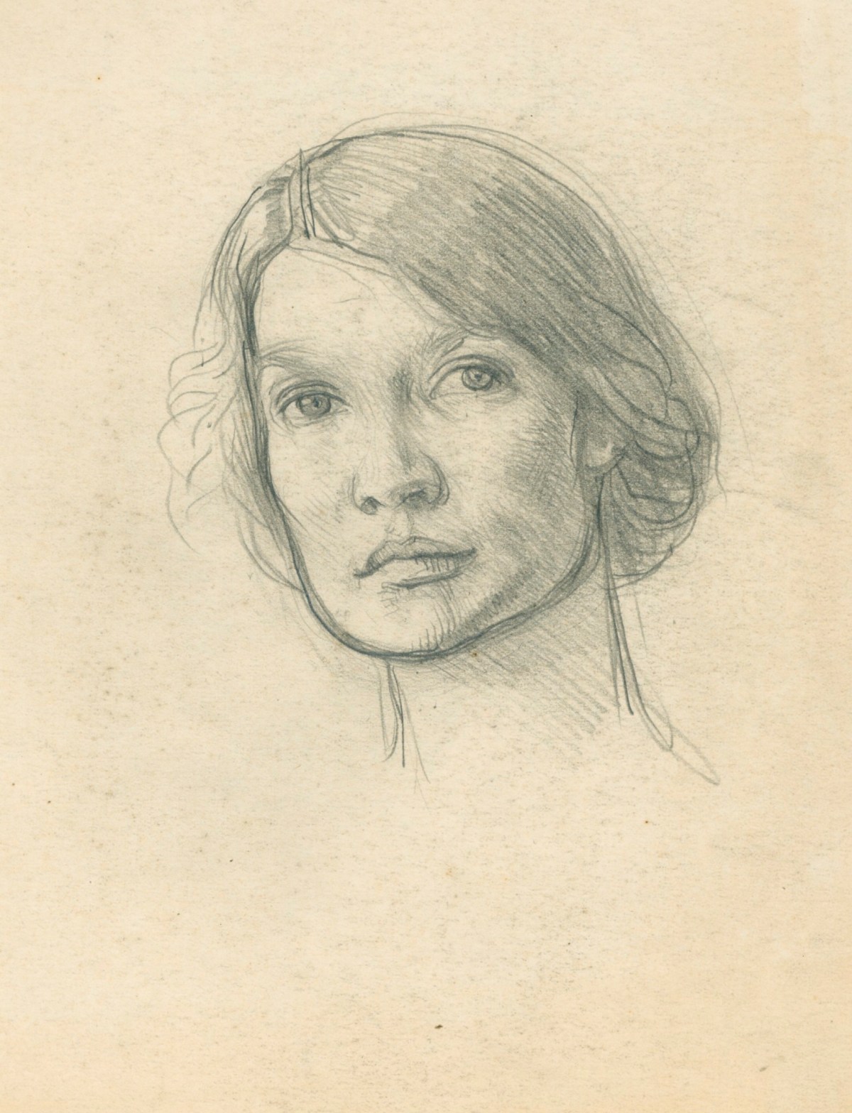 Sir George Clausen RA, Study of a female head, portrait of the artist's daughter, Katherine