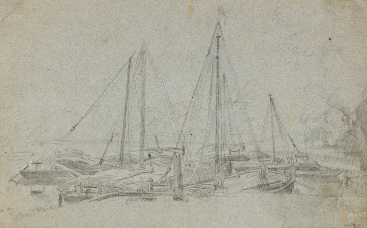 Philip Reinagle RA, Boats in a small harbour