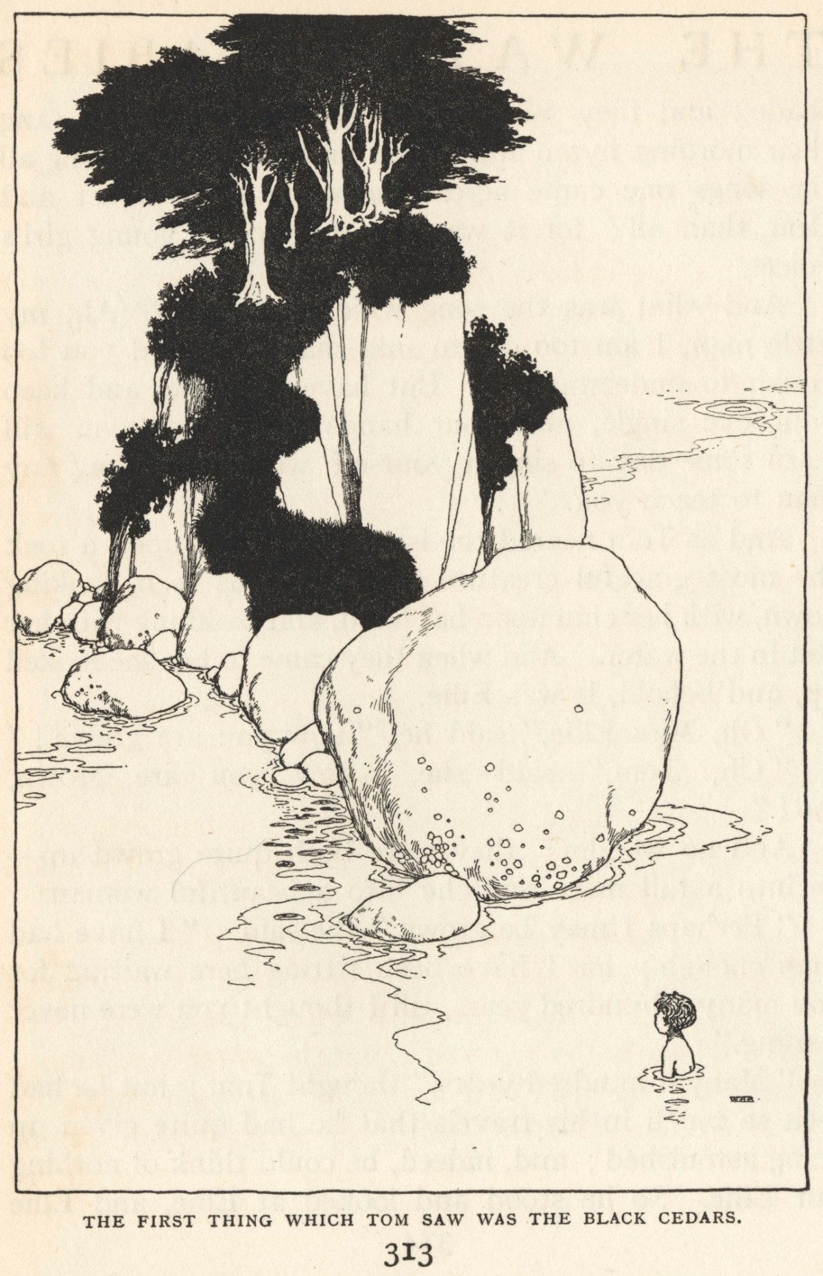 William Heath Robinson, 'The first thing which Tom saw was the black cedars'