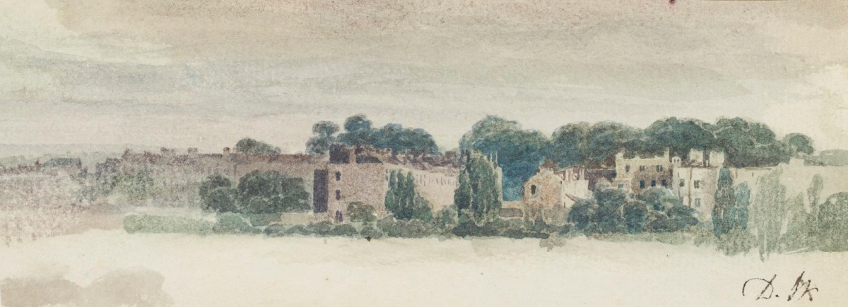 Sir David Wilkie RA, A flat landscape with trees and houses