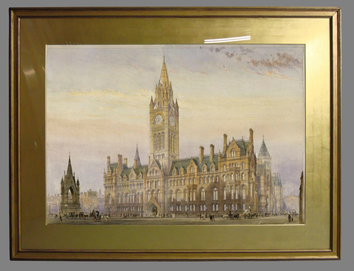 Unknown, Frame for Alfred Waterhouse RA 'Record drawing of Manchester Town Hall: perspective'