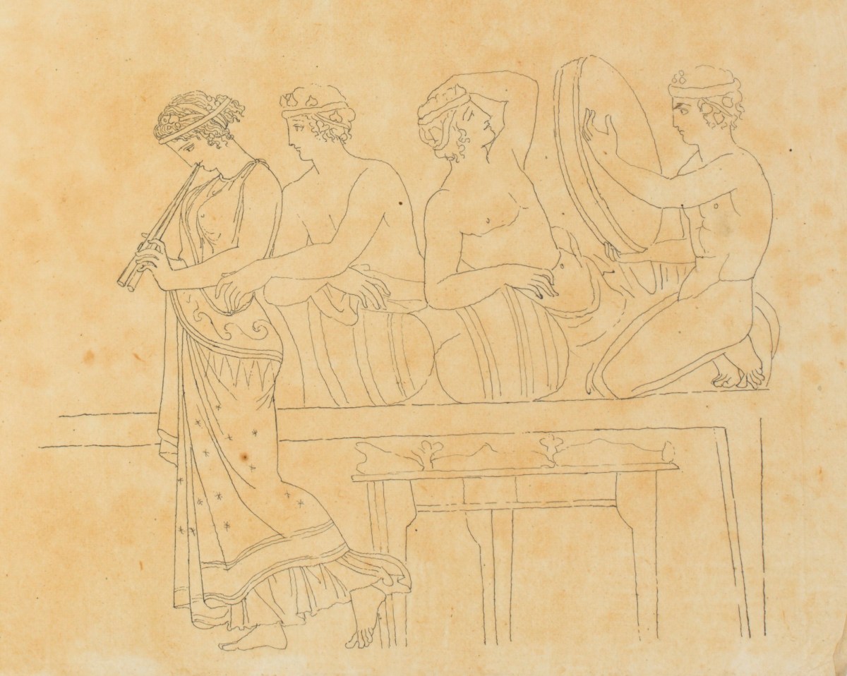 Pietro Santi Bartoli, Plate 99: Dacian ambassadors kneeling before Emperor Trajan asking for peace