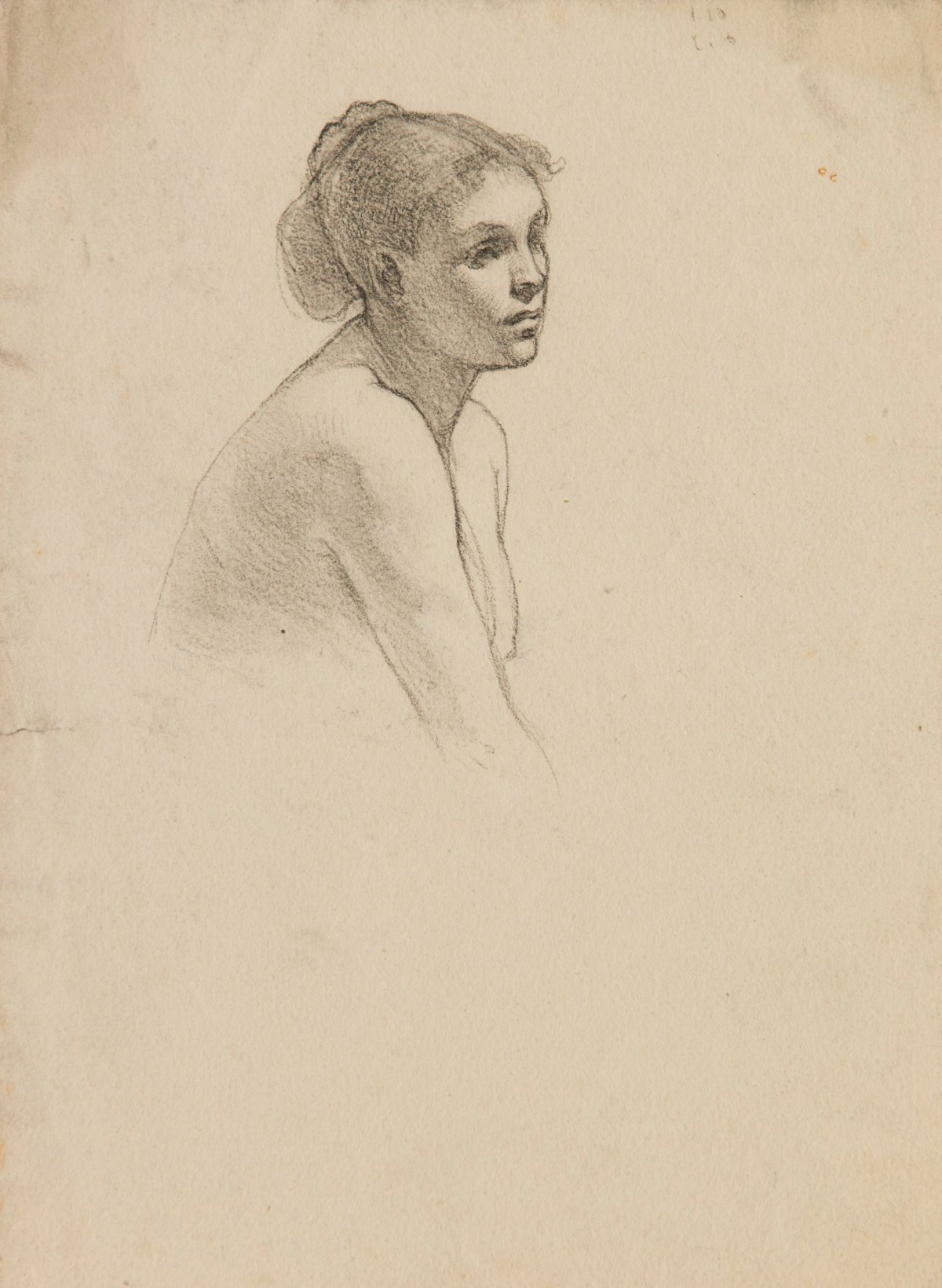 Sir George Clausen RA, Study of the head and shoulders of a female nude