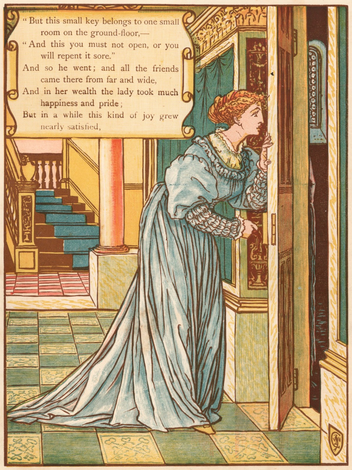 Walter Crane, 'At last she could no more refrain, and turned the little key ...'