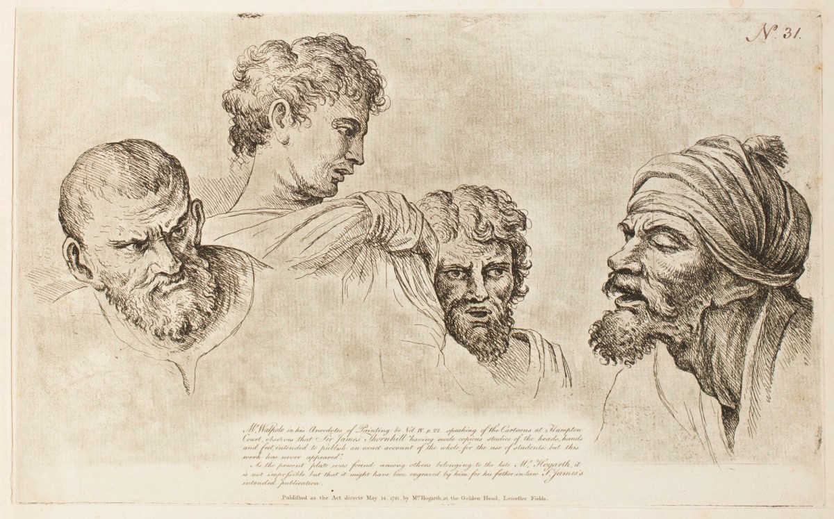 William Hogarth, Four heads from the Raphael cartoons at Hampton Court