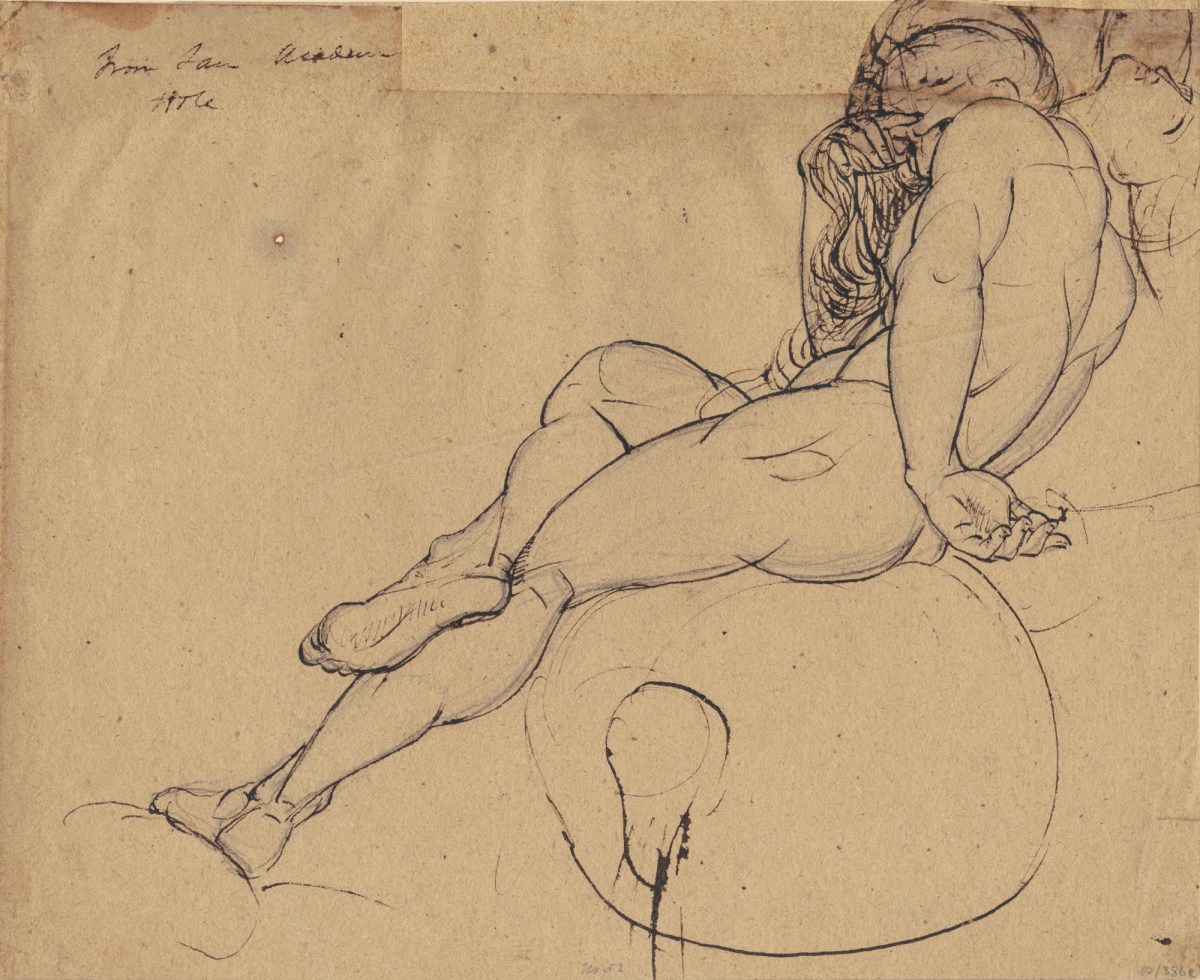Benjamin Robert Haydon, Reclining male nude with feet on a rock