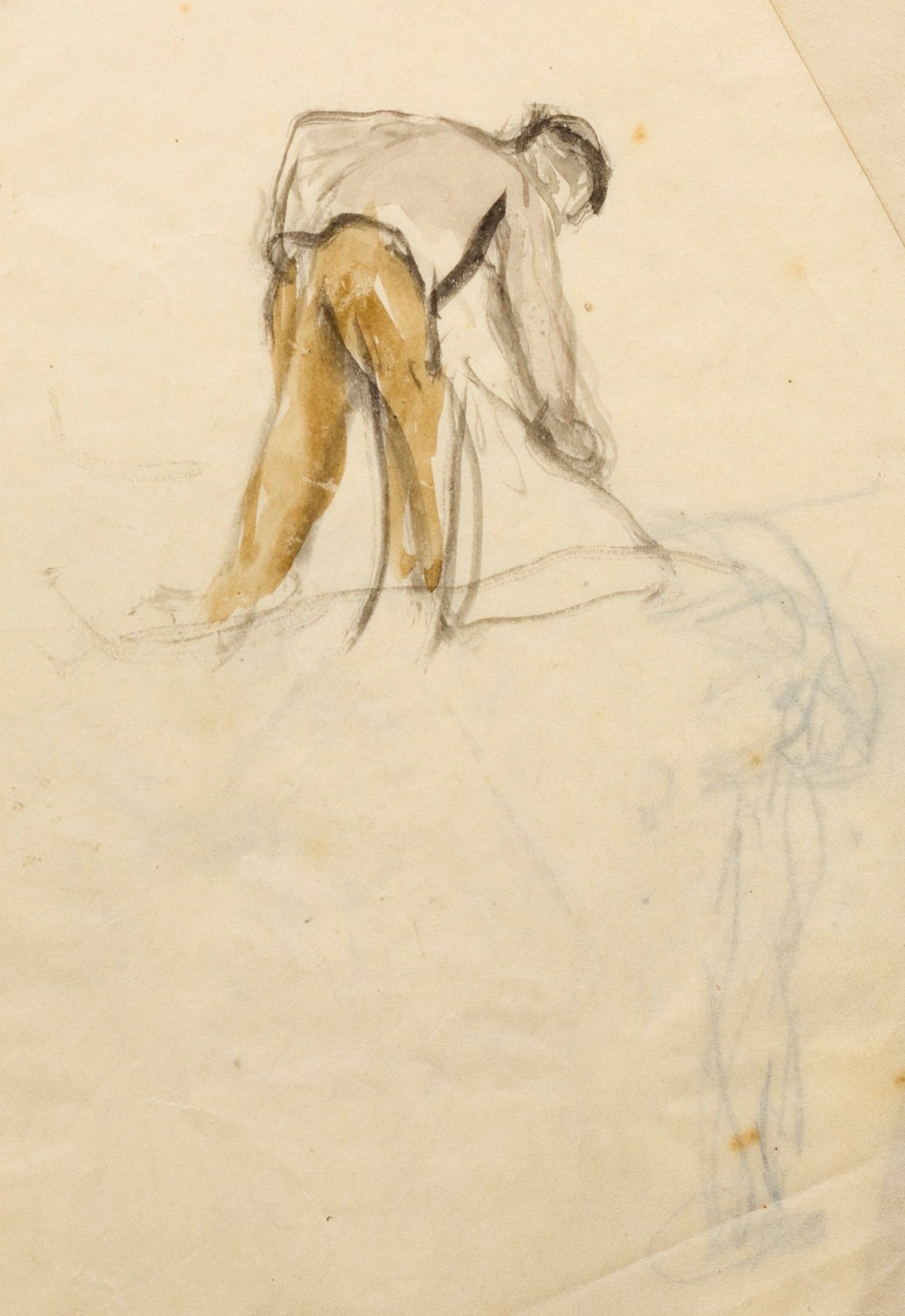 Sir George Clausen RA, Study of a male figure, relating to a hoeing subject