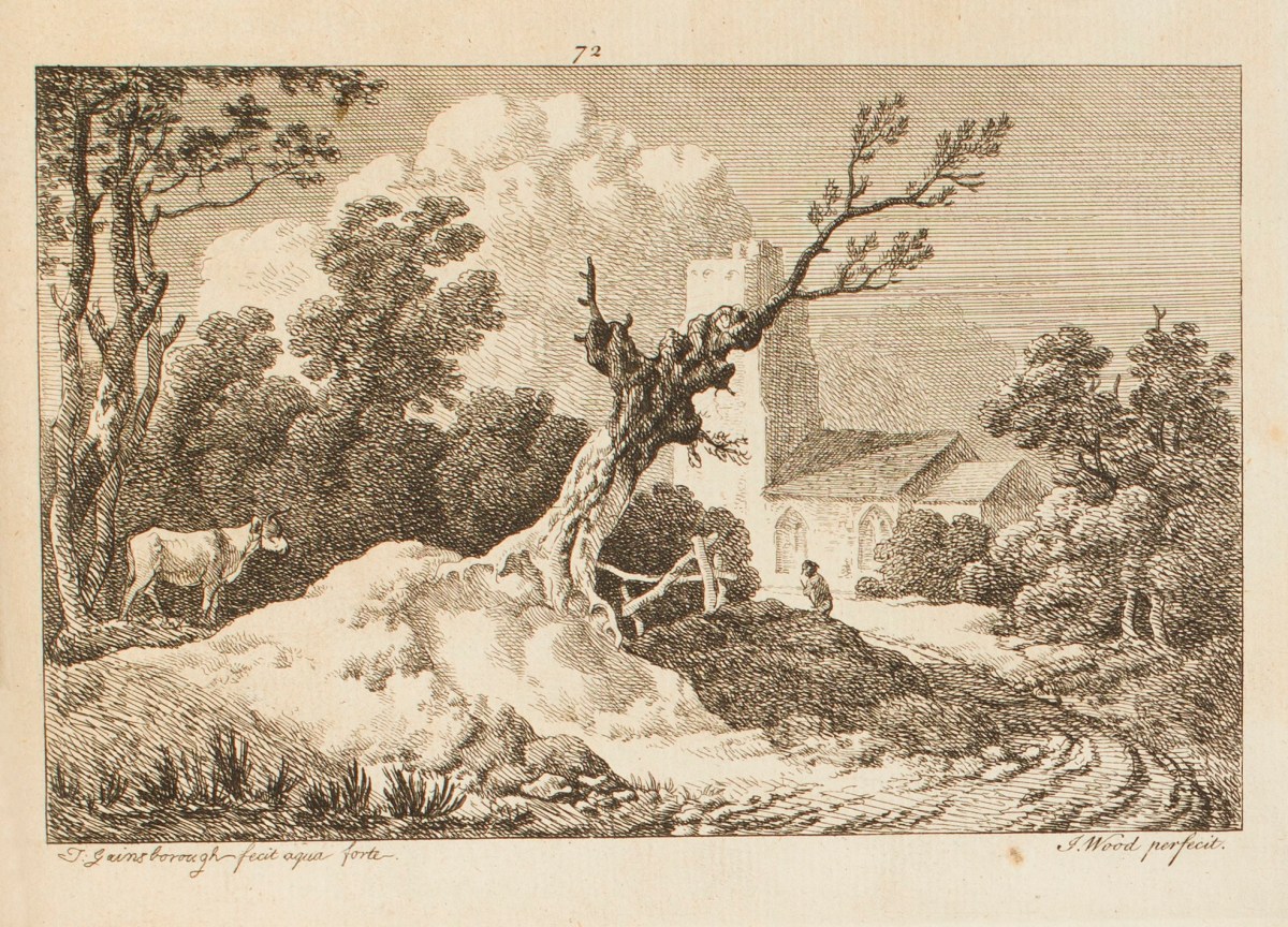 Thomas Gainsborough RA, Wooded Landscape with Church, Cow and Figure