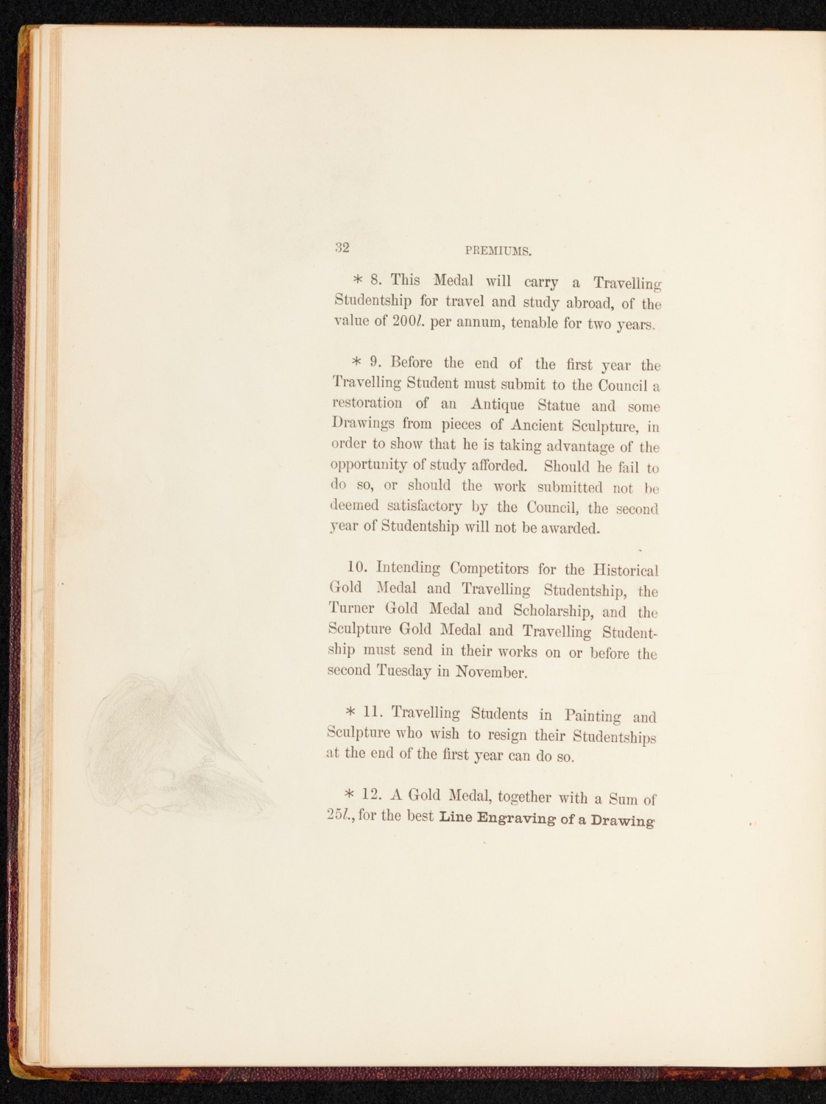 Sir Lawrence Alma-Tadema RA, A copy of the RA Laws as relating to the Schools, annotated and with sketches by Alma-Tadema