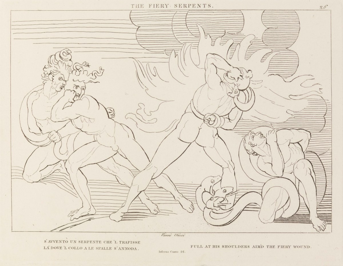 John Flaxman RA, 'The Fiery Serpents' (from The Divine Comedy)