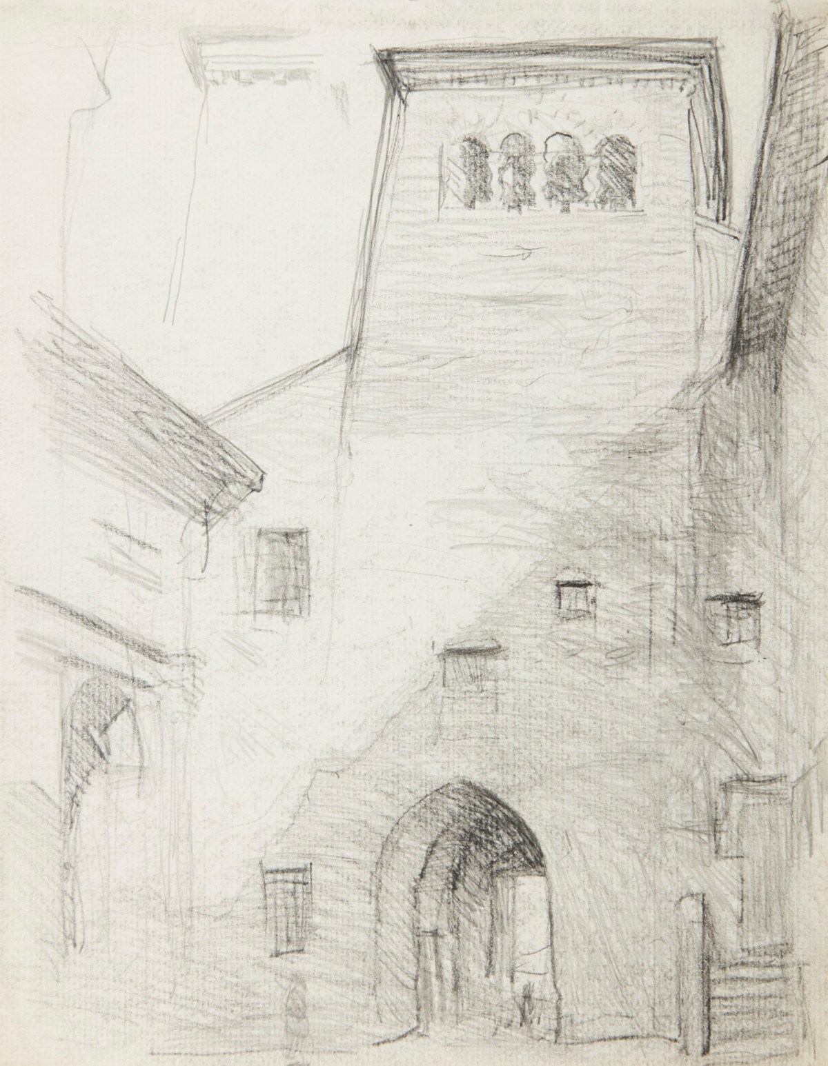 Sir George Clausen RA, Study of a square tower with archway