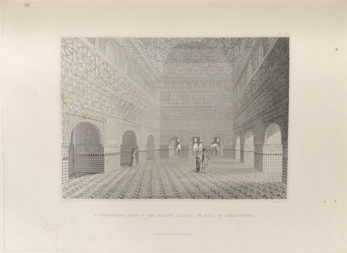 James Cavanah Murphy, Plate 40: A Perspective view of the Golden Saloon Hall of Ambassador, Alhambra palace, Granada