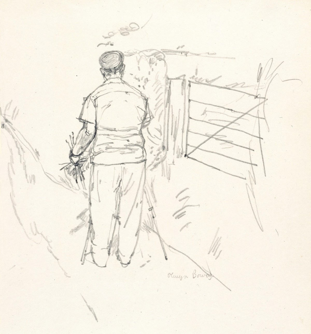 Olwyn Bowey RA, Back view of Carel Weight painting